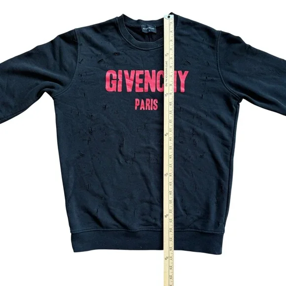 Givenchy Paris Distressed Black Crewneck Sweatshirt Size S - Picture 5 of 12